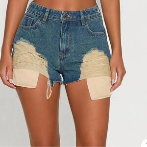 Stylish Denim Patchwork Women Shorts